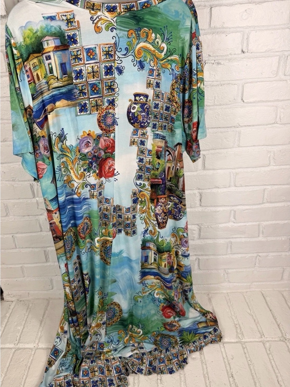👗 NWT 3X Johnny Was Multicolor Asymmetrical Printed Maxi Dress - Picture 2 of 8